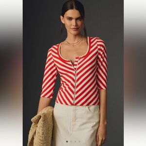 NWT Maeve Red and White Striped Top